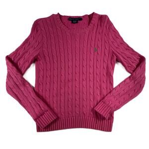 Ralph Lauren Raspberry Cable-Knit Crewneck Sweater